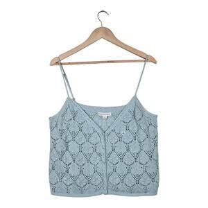 Aéropostale Crochet Tank XL Aqua Knit Cami Button Front Coquette Soft Girl